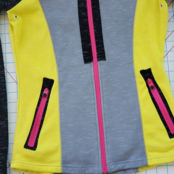 Bench Zip Up Hoodie Women's Size Medium Zip Sweatshirt Colour Block Grey Black - Picture 2 of 16